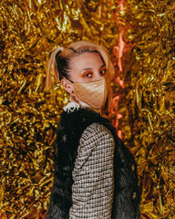 GOLD MONEY PATTERN VEGAN LEATHER FACE MASK | Sprayground On Sale