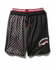 GREY CHECKERED SPLIT CORTO SWIM TRUNKS | Sprayground Special Offer