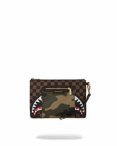 EXTERIOR GOLD ZIP POCKET SHARKS IN PARIS CROSSOVER CLUTCH | Sprayground Exclusive Deal