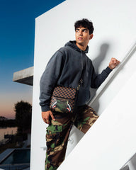 EXTERIOR GOLD ZIP POCKET SHARKS IN PARIS MESSENGER SLING BAG | Sprayground Sale