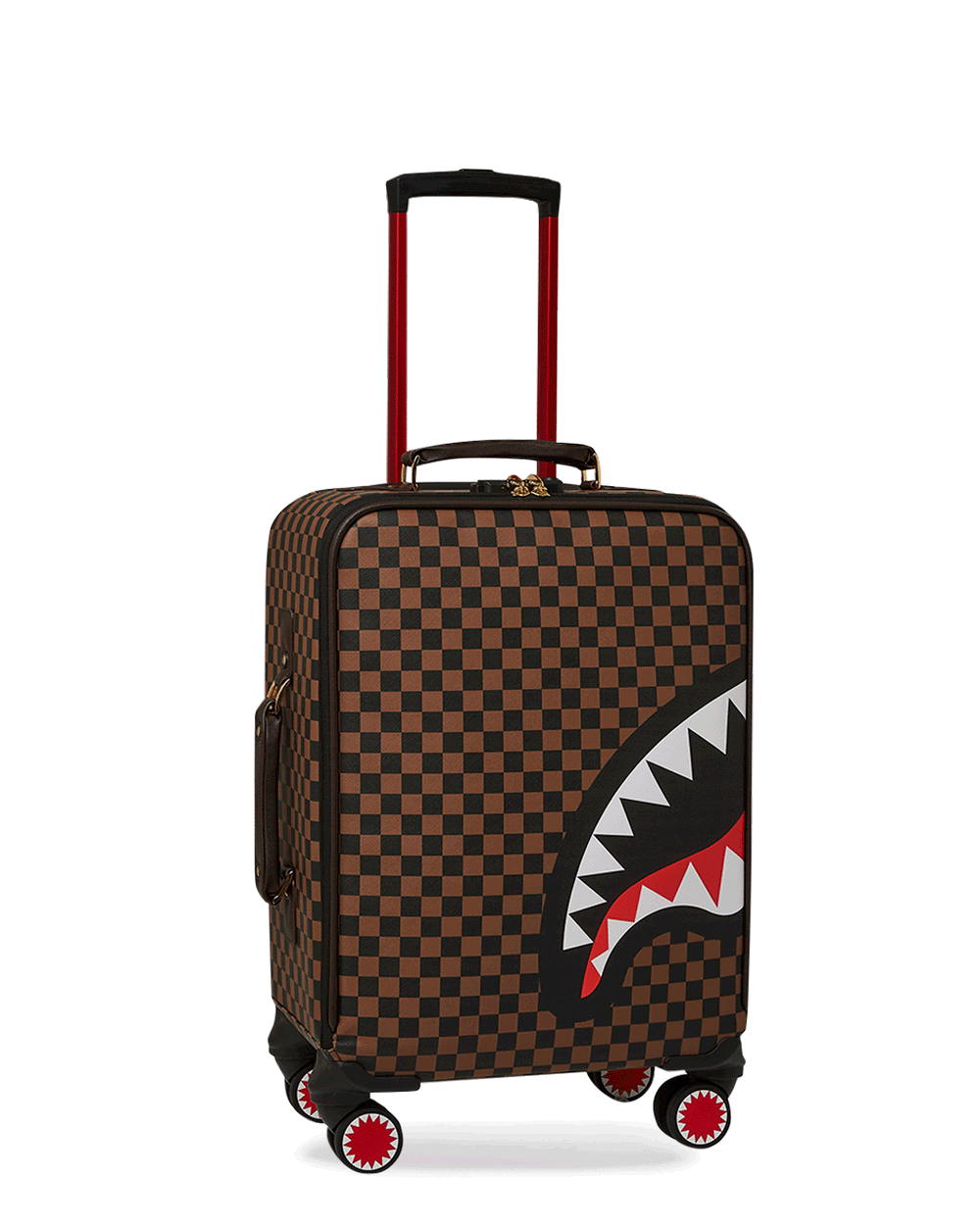 EXTERIOR GOLD ZIP POCKET SHARKS IN PARIS JETSETTER CARRY-ON LUGGAGE | Sprayground Sale