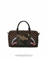 EXTERIOR GOLD ZIP POCKET SHARKS IN PARIS MINI DUFFLE | Sprayground Savings