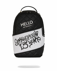 HELLO MY NAME IS 15 YEARS QUILTED BACKPACK (SUPER RARE) | Sprayground On Sale