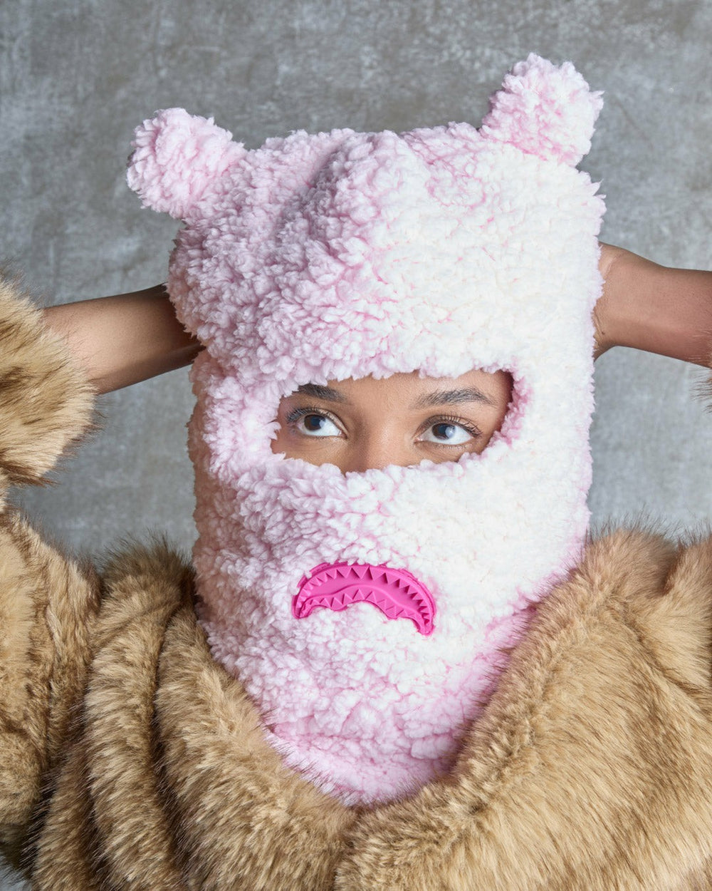 PINK FLEECE BEAR EARS SKI MASK | Sprayground Bargain