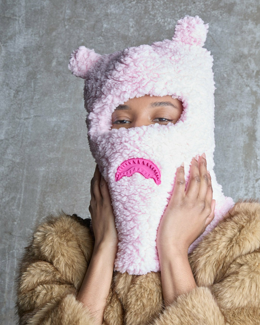 PINK FLEECE BEAR EARS SKI MASK | Sprayground Bargain