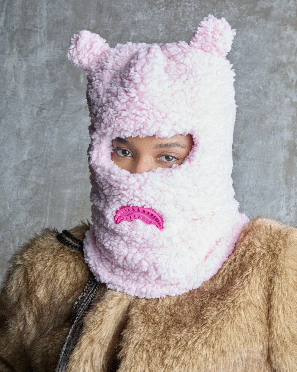 PINK FLEECE BEAR EARS SKI MASK | Sprayground Bargain