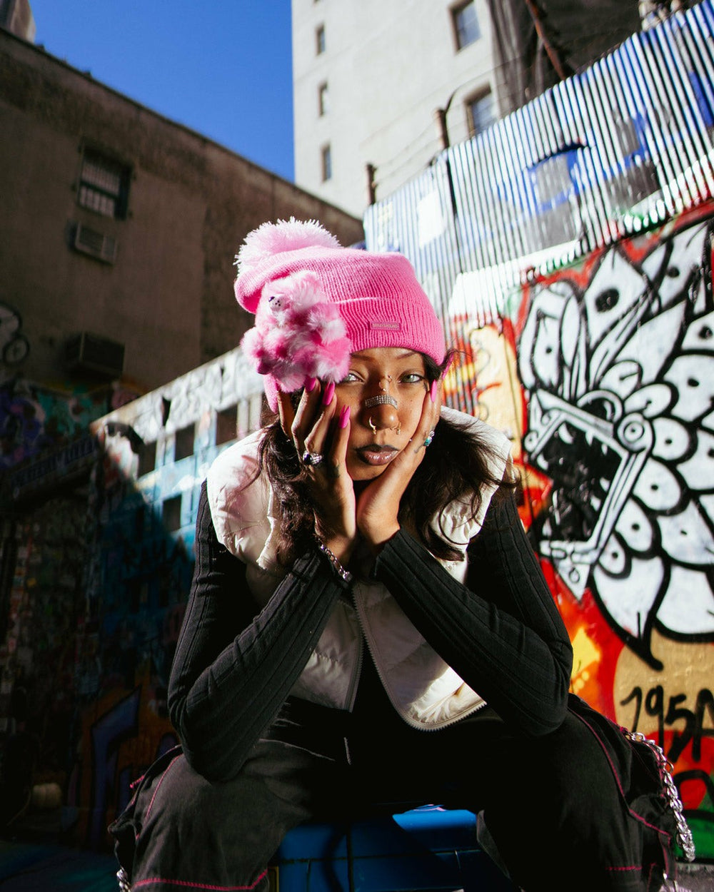 PINK LIL BEAR PUFF BEANIE | Sprayground Savings
