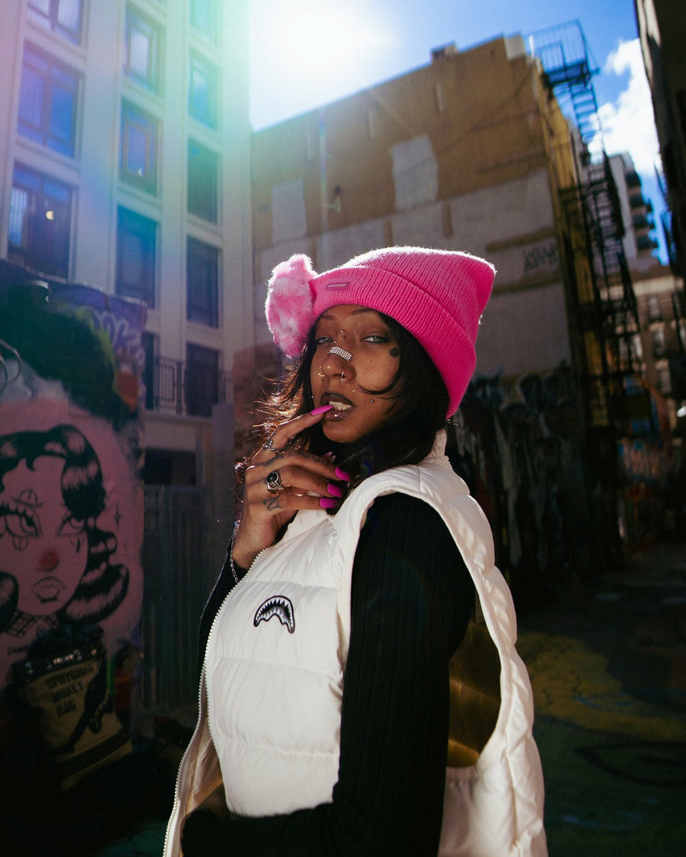 PINK LIL BEAR PUFF BEANIE | Sprayground Savings