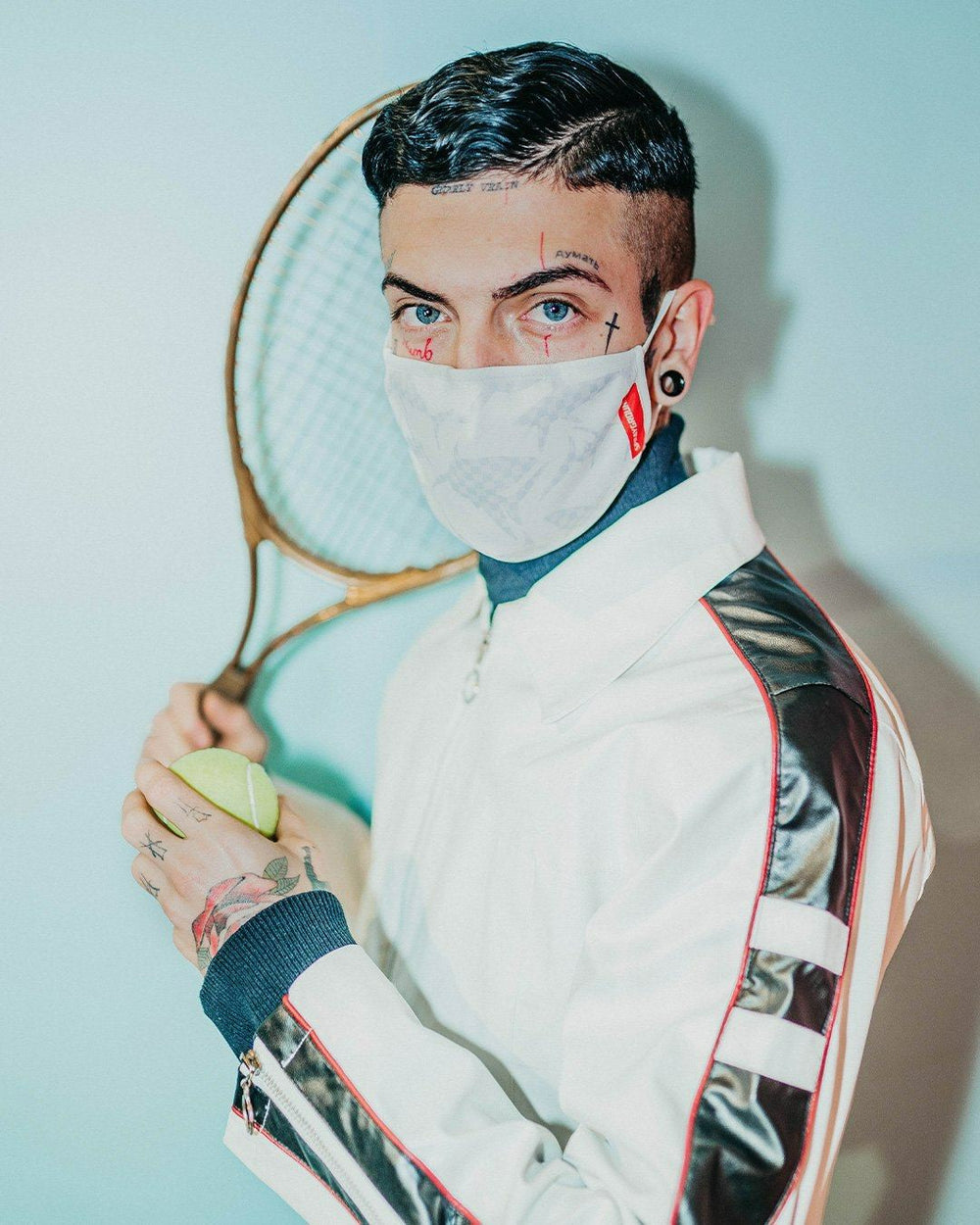 SHARK CHECK (WHITE) FACE MASK | Sprayground Limited Offer