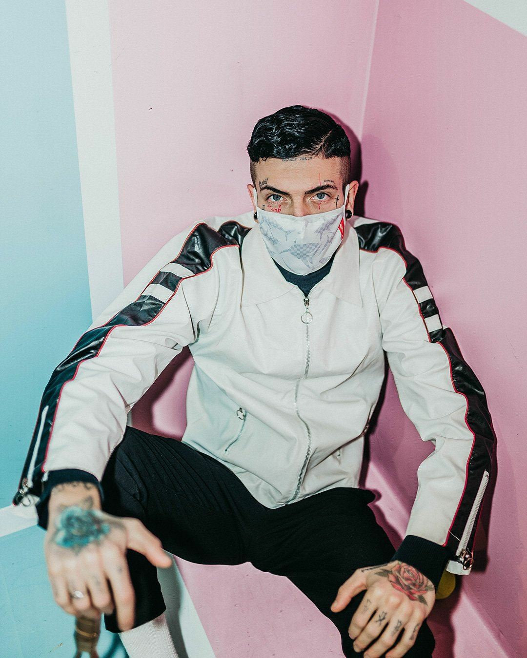 SHARK CHECK (WHITE) FACE MASK | Sprayground Limited Offer
