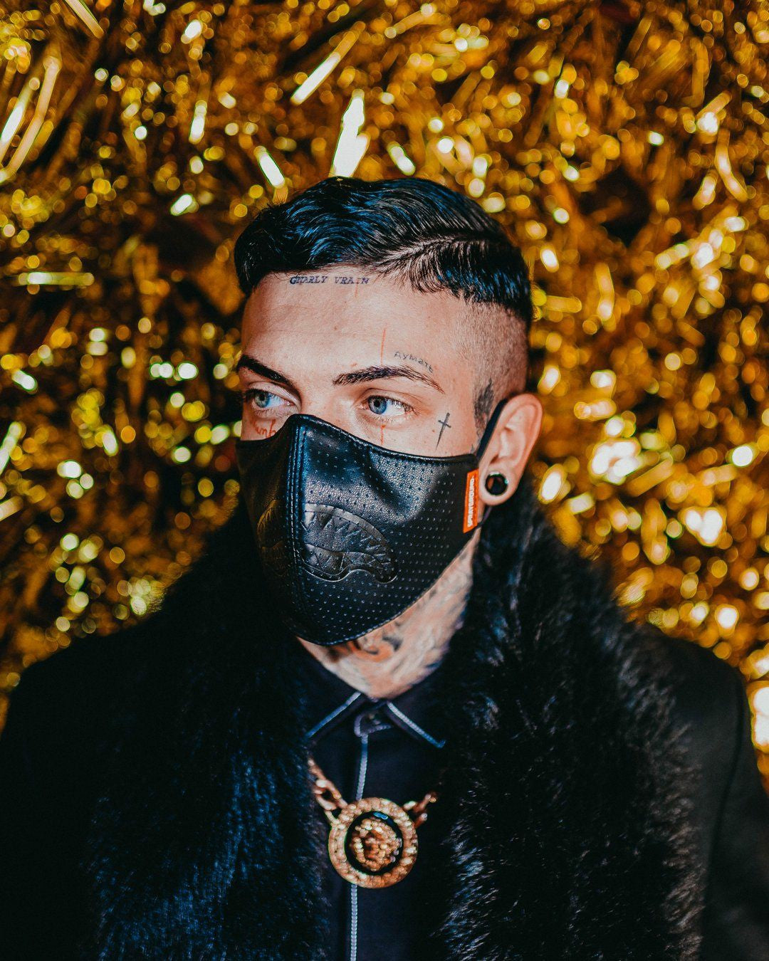 MIDNIGHT SHARK VEGAN LEATHER FACEMASK | Sprayground Special Offer