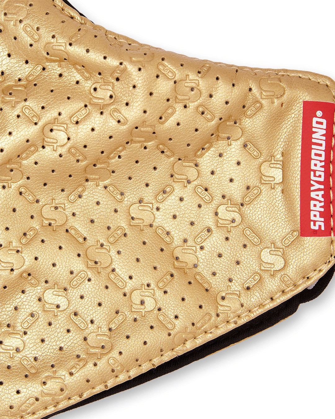 GOLD MONEY PATTERN VEGAN LEATHER FACE MASK | Sprayground On Sale
