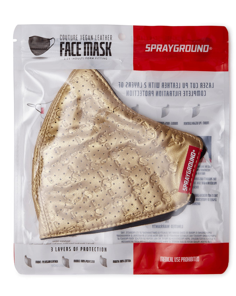 GOLD MONEY PATTERN VEGAN LEATHER FACE MASK | Sprayground On Sale