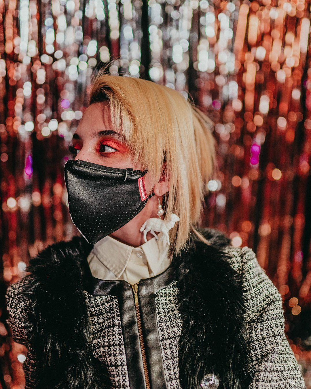 DAMAGE CONTROL STASH POCKET VEGAN LEATHER FACE MASK | Sprayground Outlets