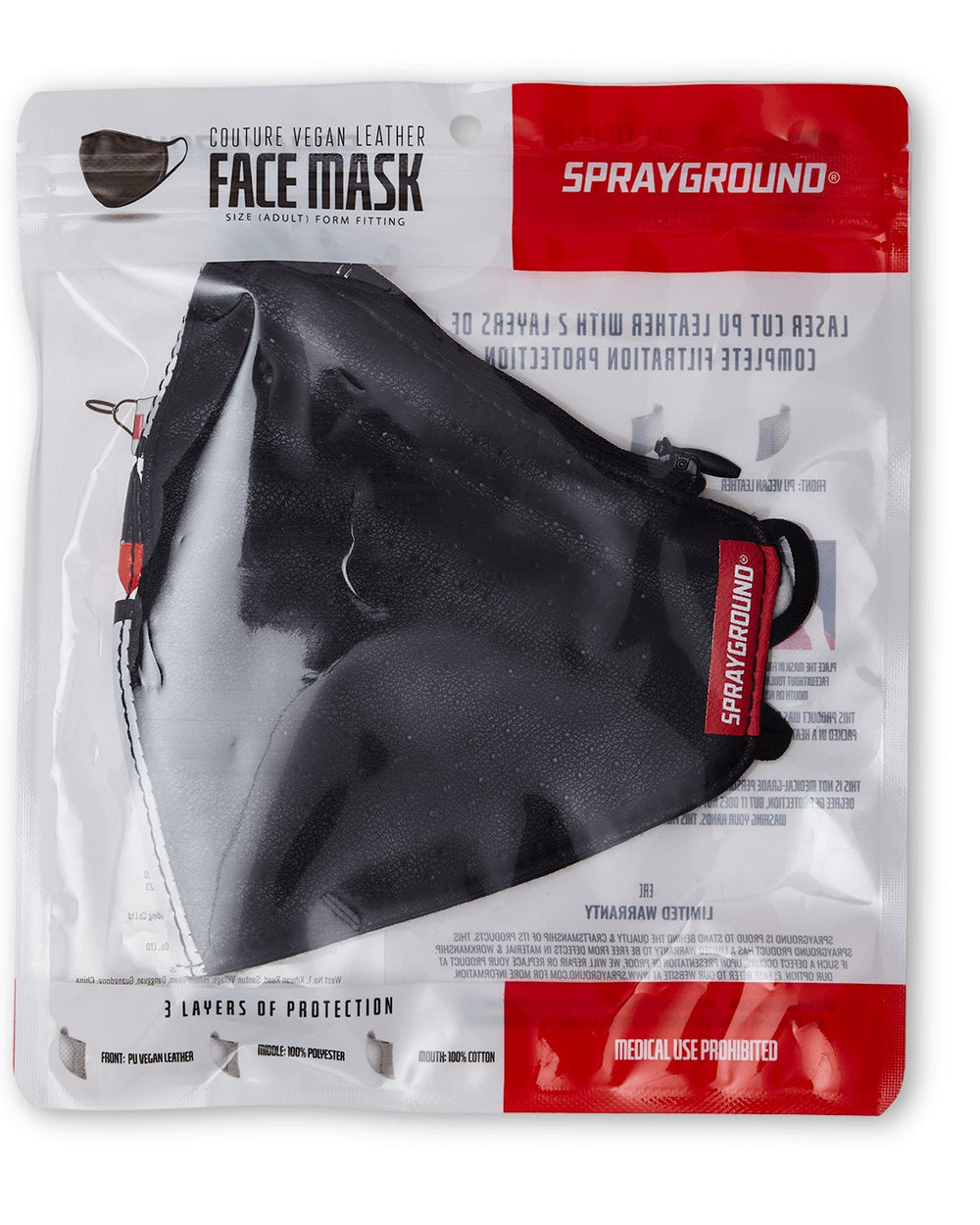 DAMAGE CONTROL STASH POCKET VEGAN LEATHER FACE MASK | Sprayground Outlets