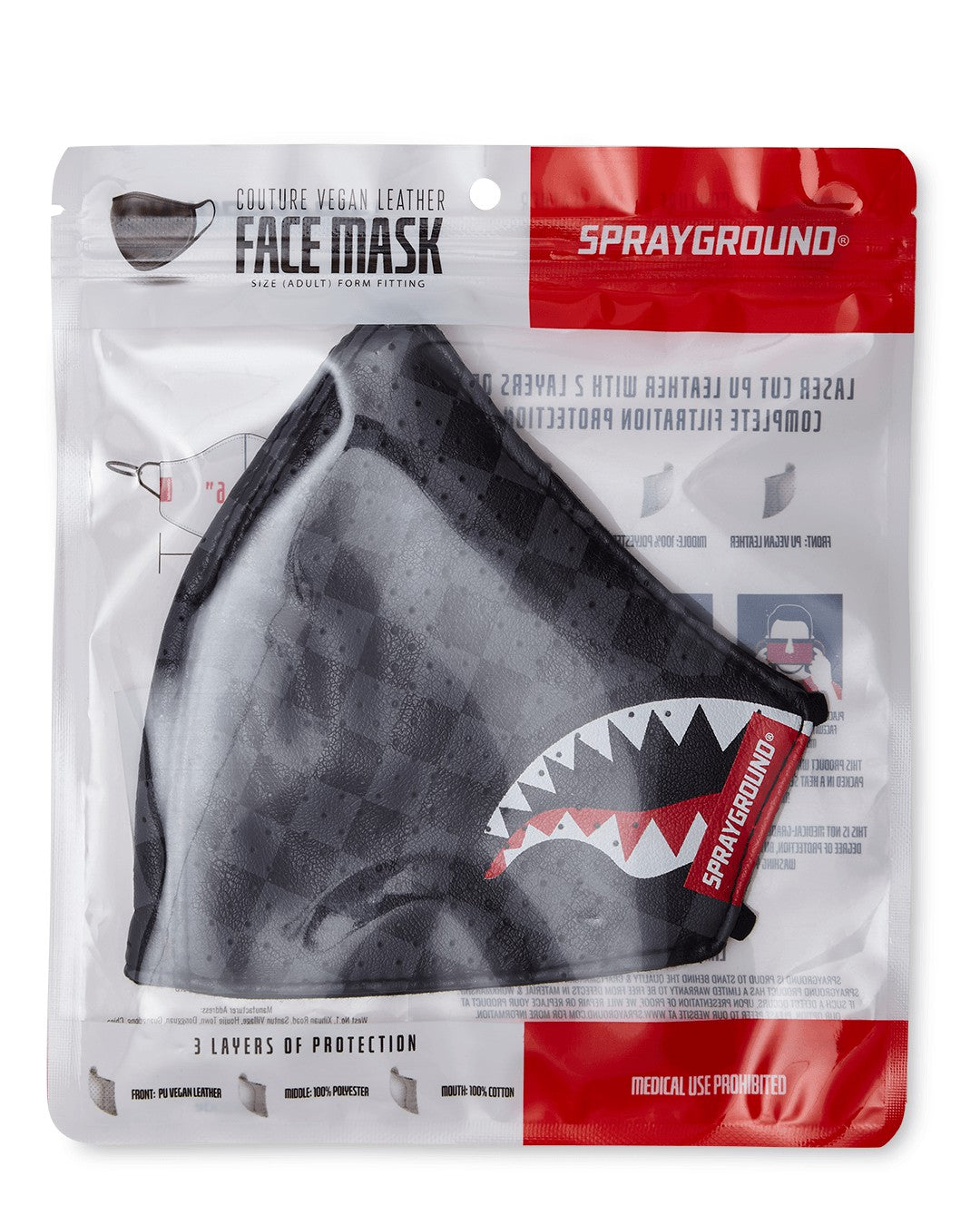 SHARKS IN PARIS (GRAY) VEGAN LEATHER FACE MASK | Sprayground Bargain