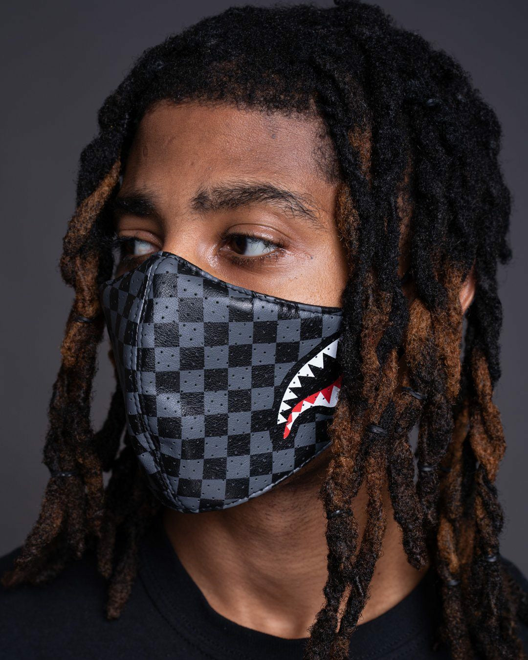 SHARKS IN PARIS (GRAY) VEGAN LEATHER FACE MASK | Sprayground Bargain