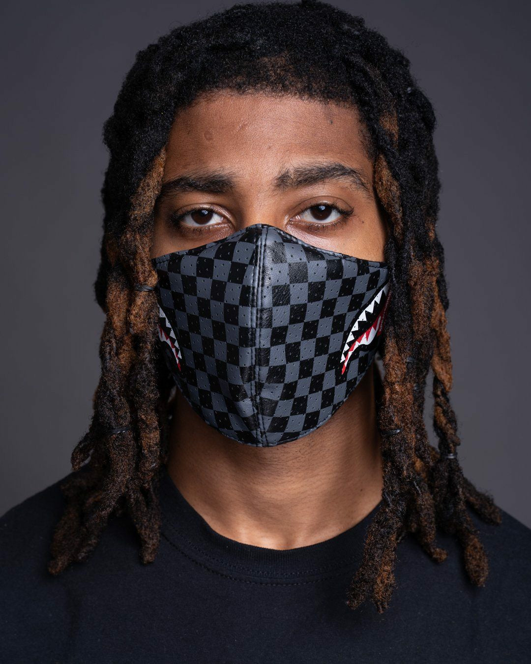 SHARKS IN PARIS (GRAY) VEGAN LEATHER FACE MASK | Sprayground Bargain