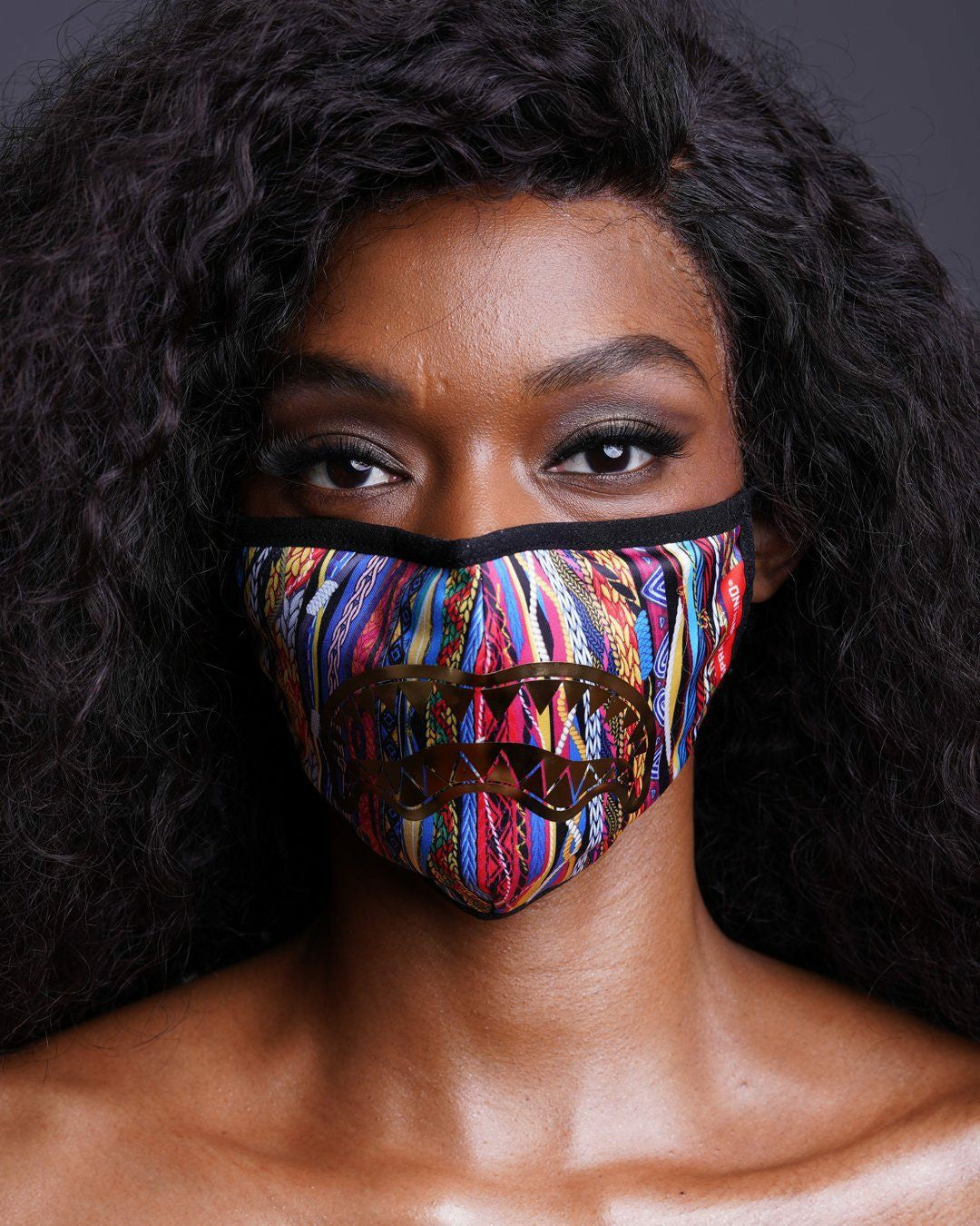 1994 GOLD METALLIC SHARK POLYESTER FACE MASK | Sprayground Hot Deal