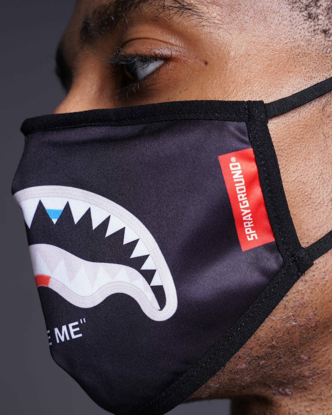 BITE ME SHARK (BLK) POLYESTER FACE MASK | Sprayground Limited Offer