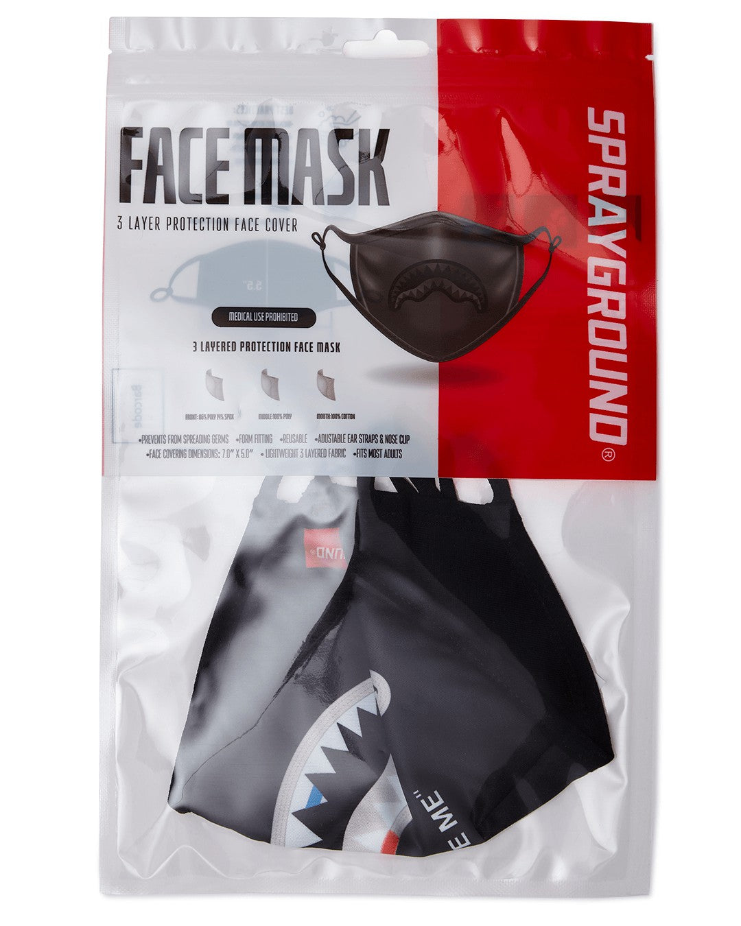 BITE ME SHARK (BLK) POLYESTER FACE MASK | Sprayground Limited Offer