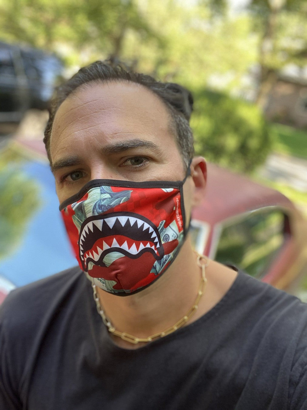 ADULT MONEY CAMO (RED) FORM-FITTING FACE MASK | Sprayground Value Deal