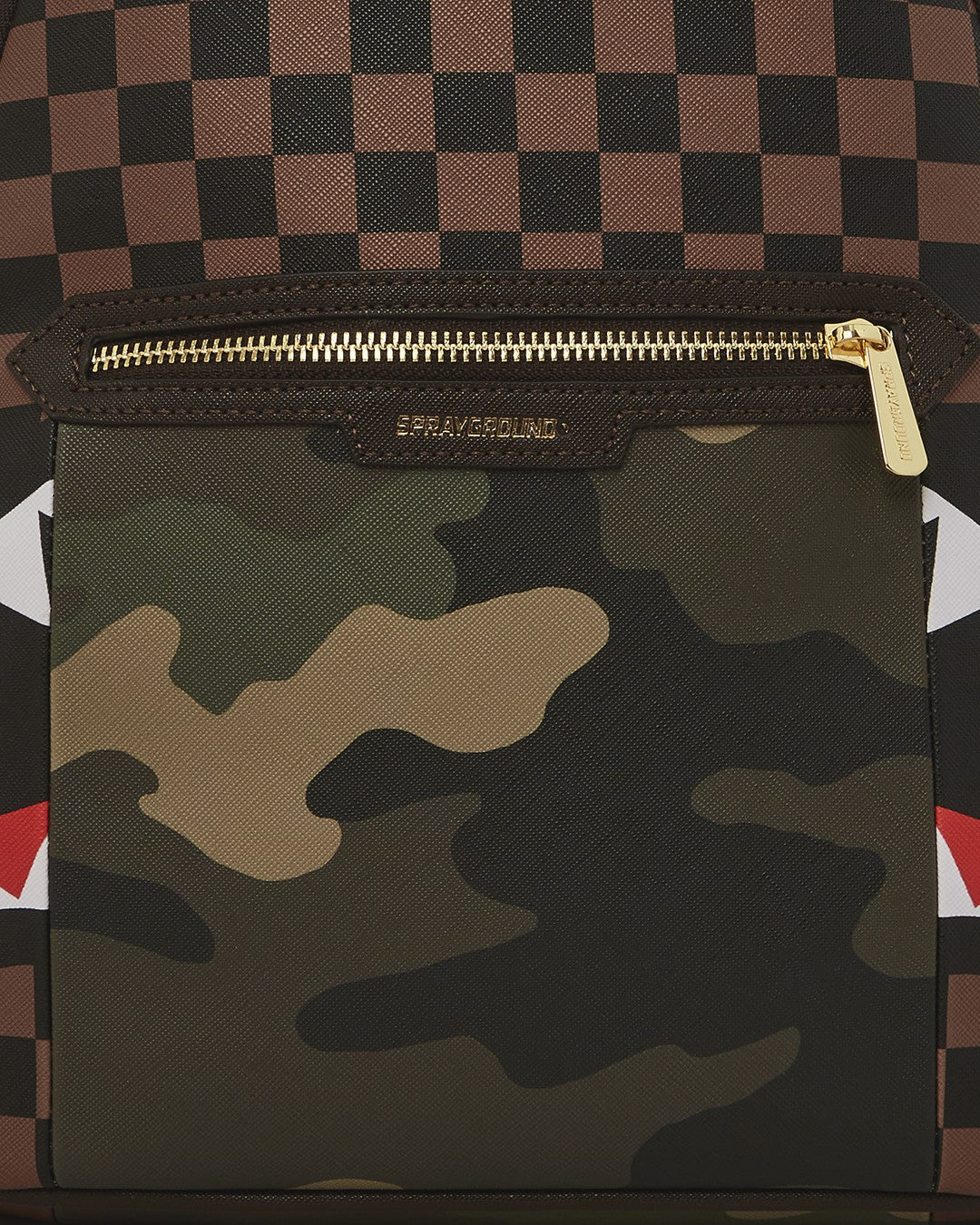 EXTERIOR GOLD ZIP POCKET SHARKS IN PARIS SAVAGE BACKPACK | Sprayground Exclusive Deal