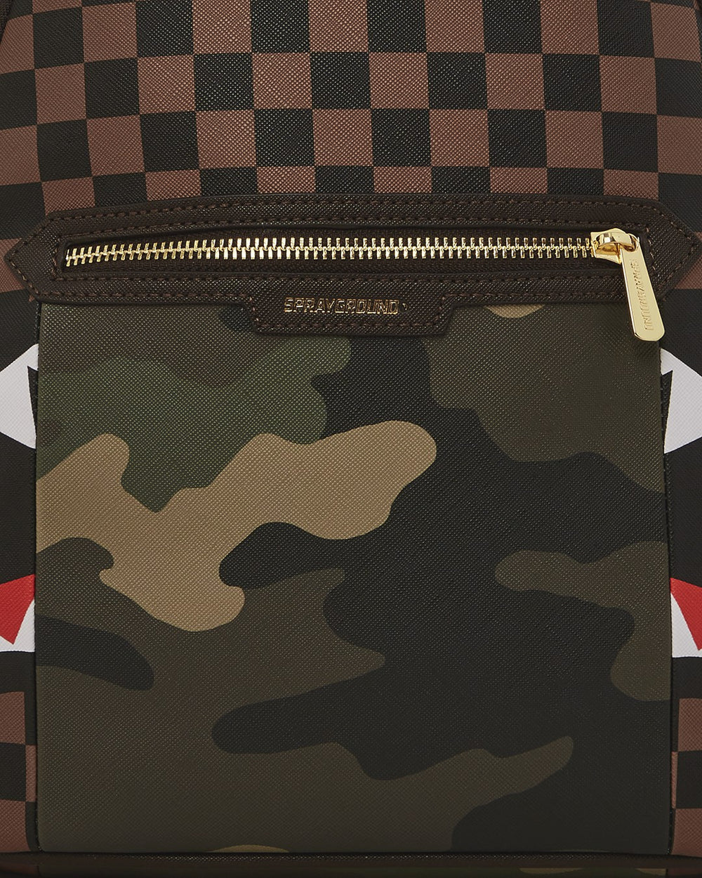 EXTERIOR GOLD ZIP POCKET SHARKS IN PARIS SAVAGE BACKPACK | Sprayground Exclusive Deal
