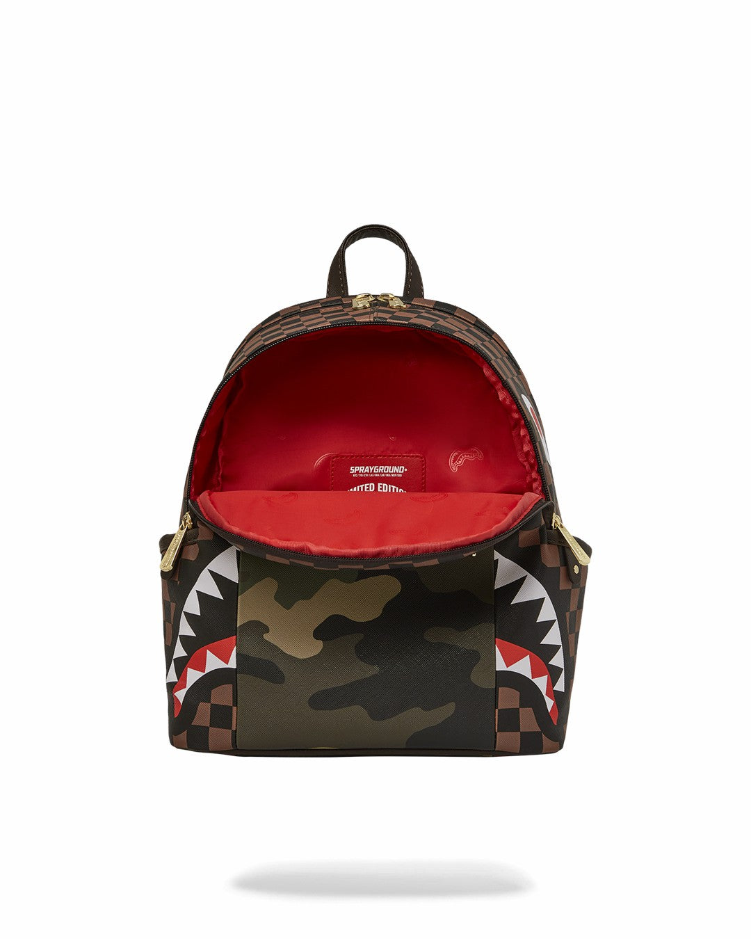 EXTERIOR GOLD ZIP POCKET SHARKS IN PARIS SAVAGE BACKPACK | Sprayground Exclusive Deal