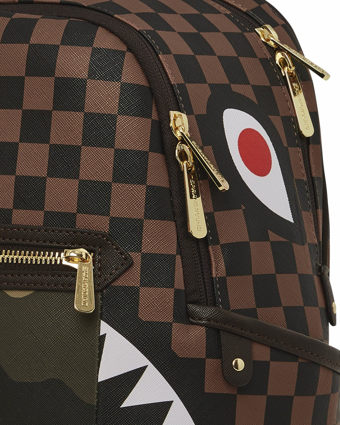 EXTERIOR GOLD ZIP POCKET SHARKS IN PARIS SAVAGE BACKPACK | Sprayground Exclusive Deal