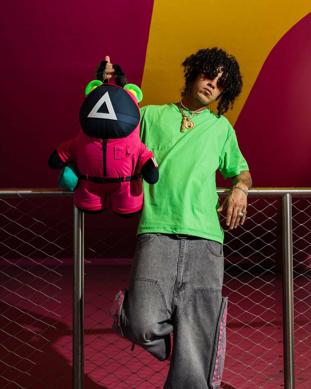 SQUID GAME COLLAB PINK SOLDIERS BEAR BACKPACK | Sprayground Bargain