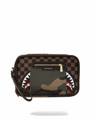 EXTERIOR GOLD ZIP POCKET SHARKS IN PARIS TOILETRY BRICKSIDE BAG | Sprayground Hot Deal