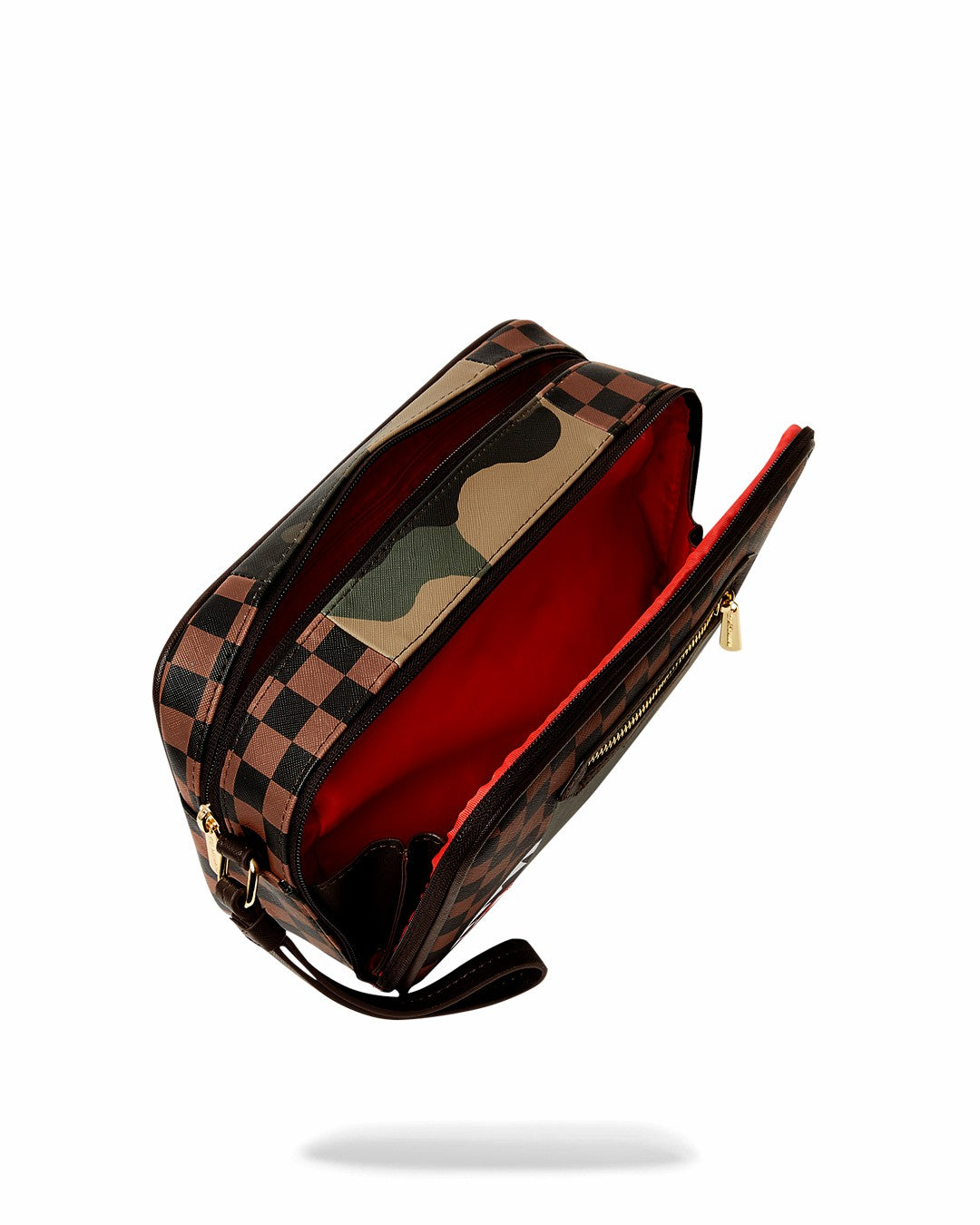 EXTERIOR GOLD ZIP POCKET SHARKS IN PARIS TOILETRY BRICKSIDE BAG | Sprayground Hot Deal