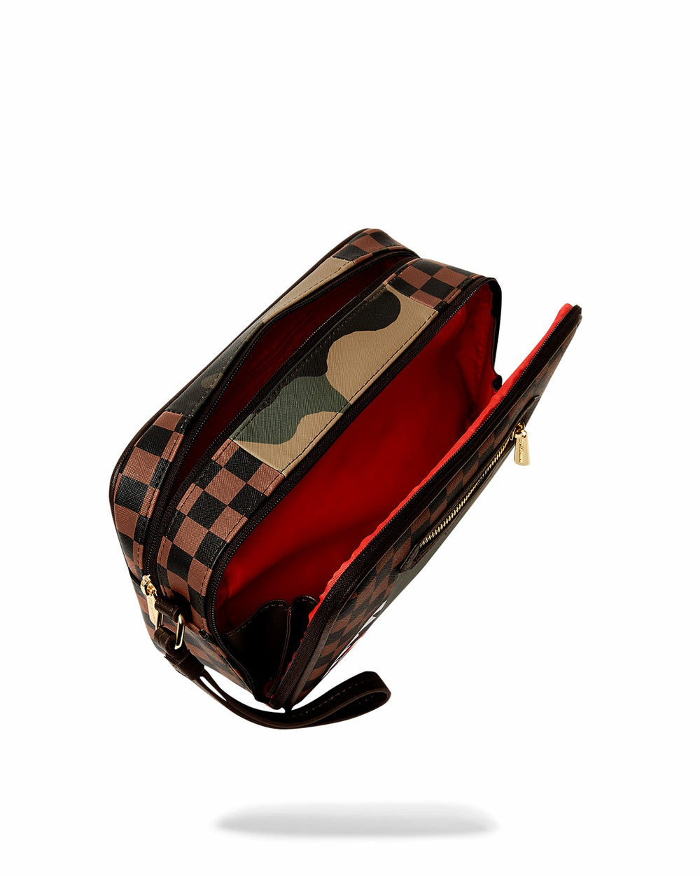 EXTERIOR GOLD ZIP POCKET SHARKS IN PARIS TOILETRY BRICKSIDE BAG | Sprayground Hot Deal