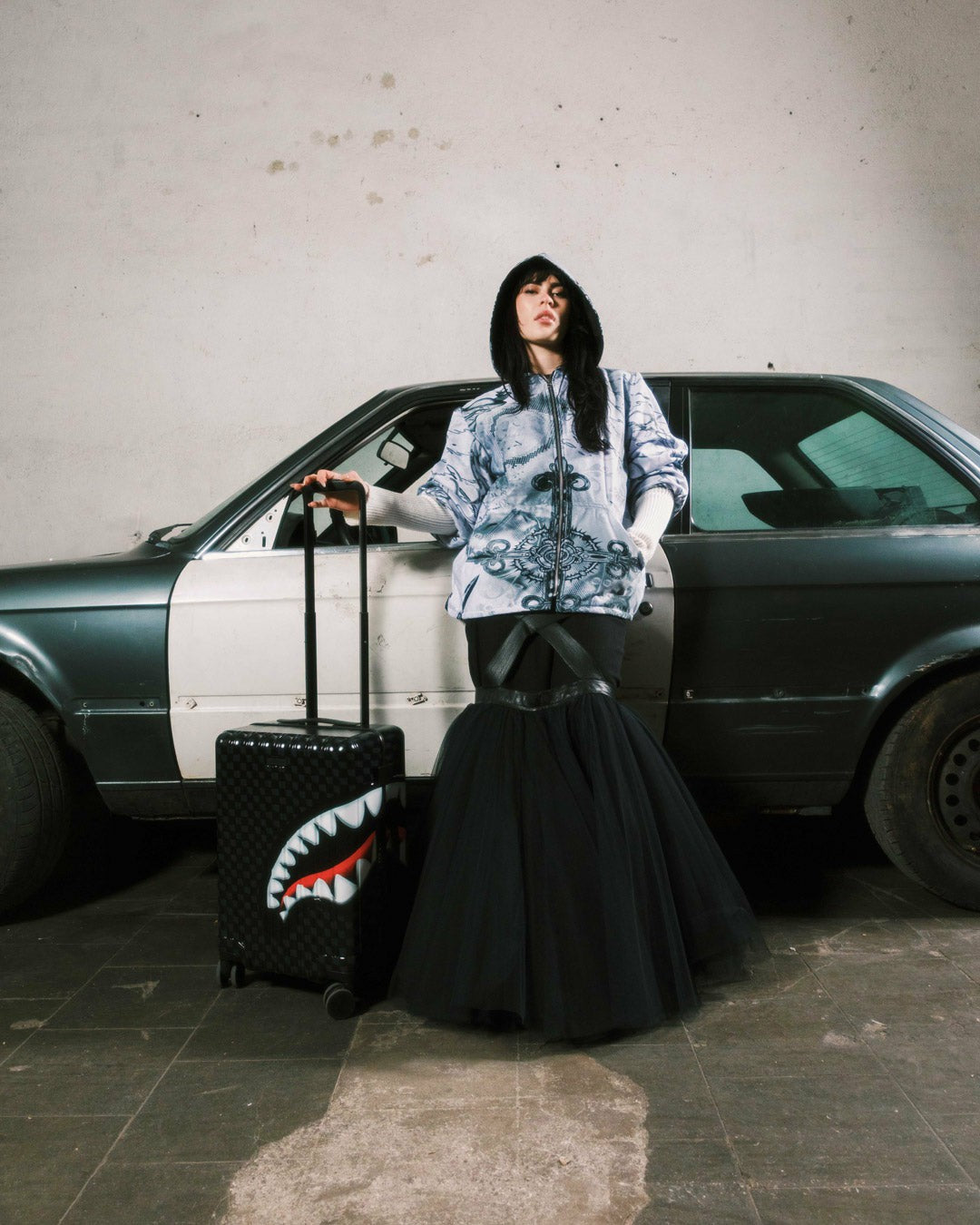 SHARKS IN PARIS HYPER PUFF CARRY-ON LUGGAGE | Sprayground Discounted