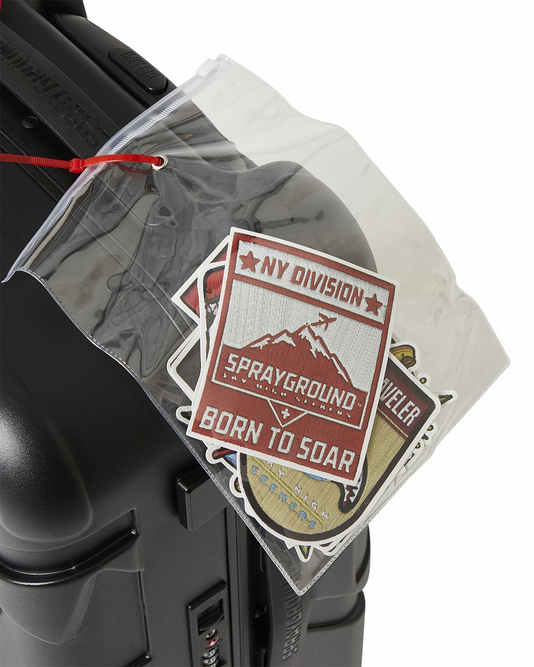 THE JOURNEY BEGINS SHARKITECTURE CARRY-ON LUGGAGE BLACK WITH EXTRA STI | Sprayground On Sale