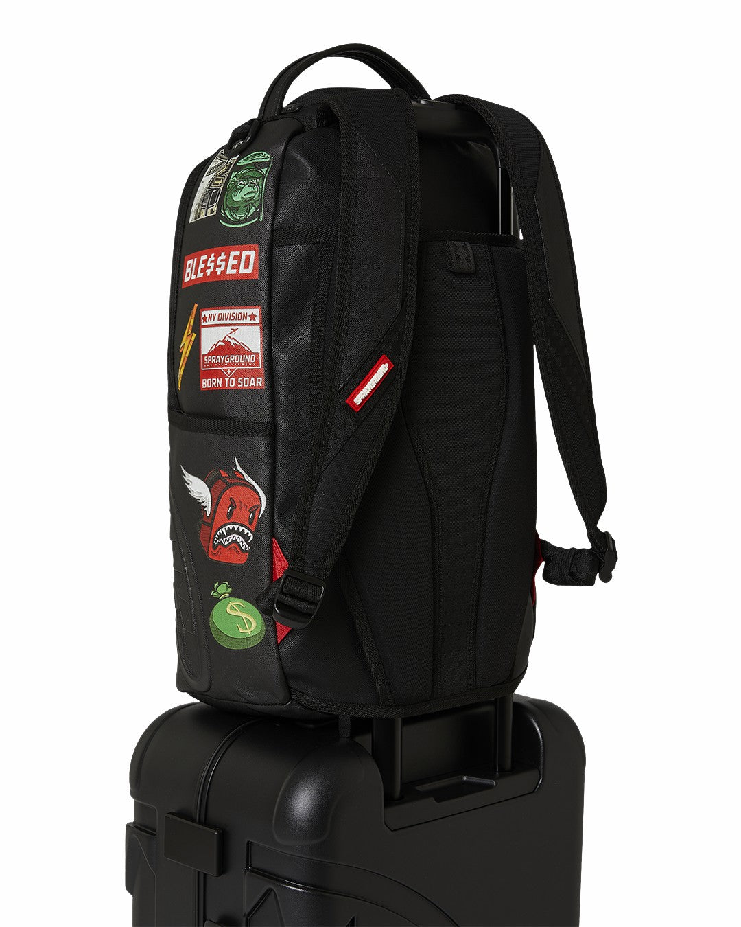 THE JOURNEY BEGINS SHARKITECTURE CARRY-ON LUGGAGE BLACK WITH EXTRA STI | Sprayground On Sale