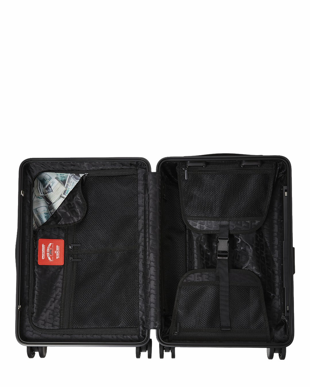 THE JOURNEY BEGINS SHARKITECTURE CARRY-ON LUGGAGE BLACK WITH EXTRA STI | Sprayground On Sale