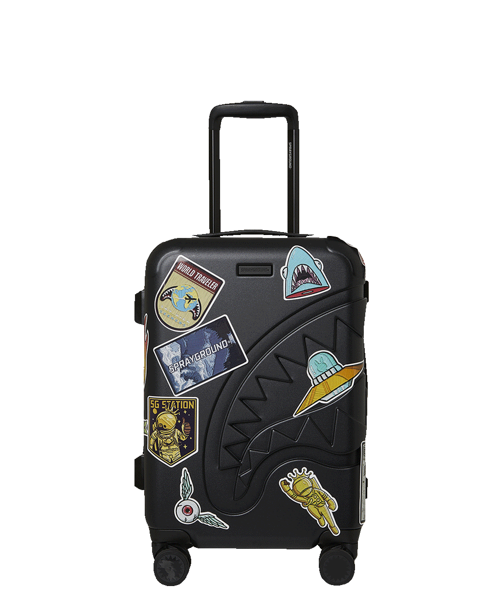 THE JOURNEY BEGINS SHARKITECTURE CARRY-ON LUGGAGE BLACK WITH EXTRA STI | Sprayground On Sale