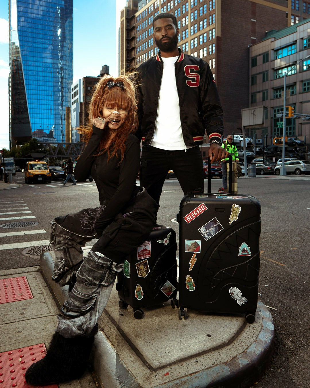 THE JOURNEY BEGINS SHARKITECTURE CARRY-ON LUGGAGE BLACK WITH EXTRA STI | Sprayground On Sale