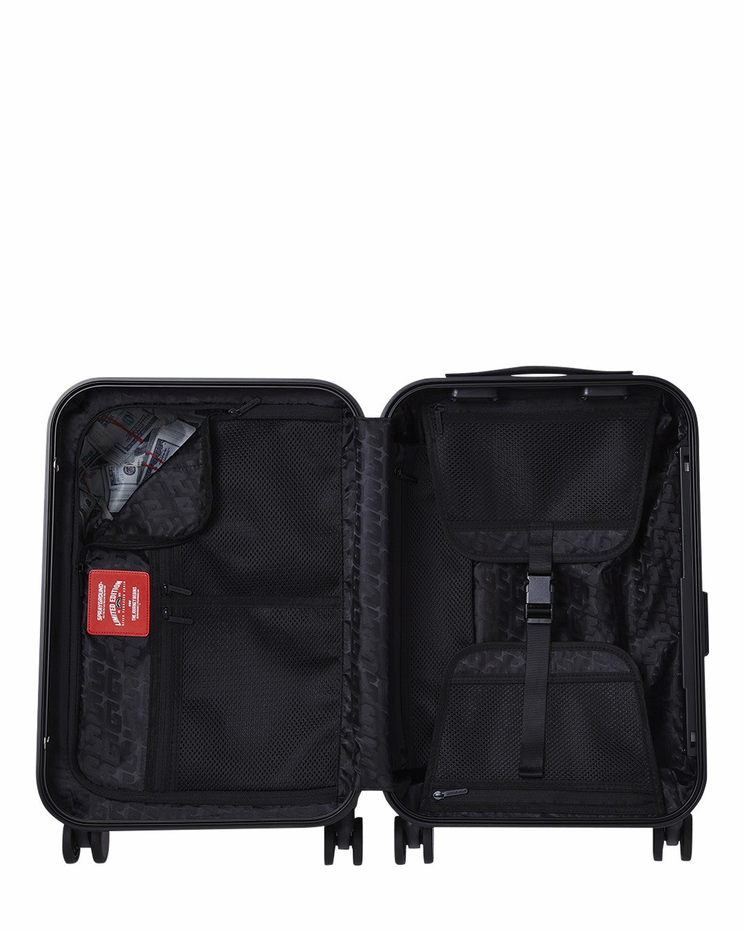 REALITY CHECK SHARKITECTURE CARRY-ON JETBLACK LUGGAGE (GOLD HARDWARE) | Sprayground On Sale