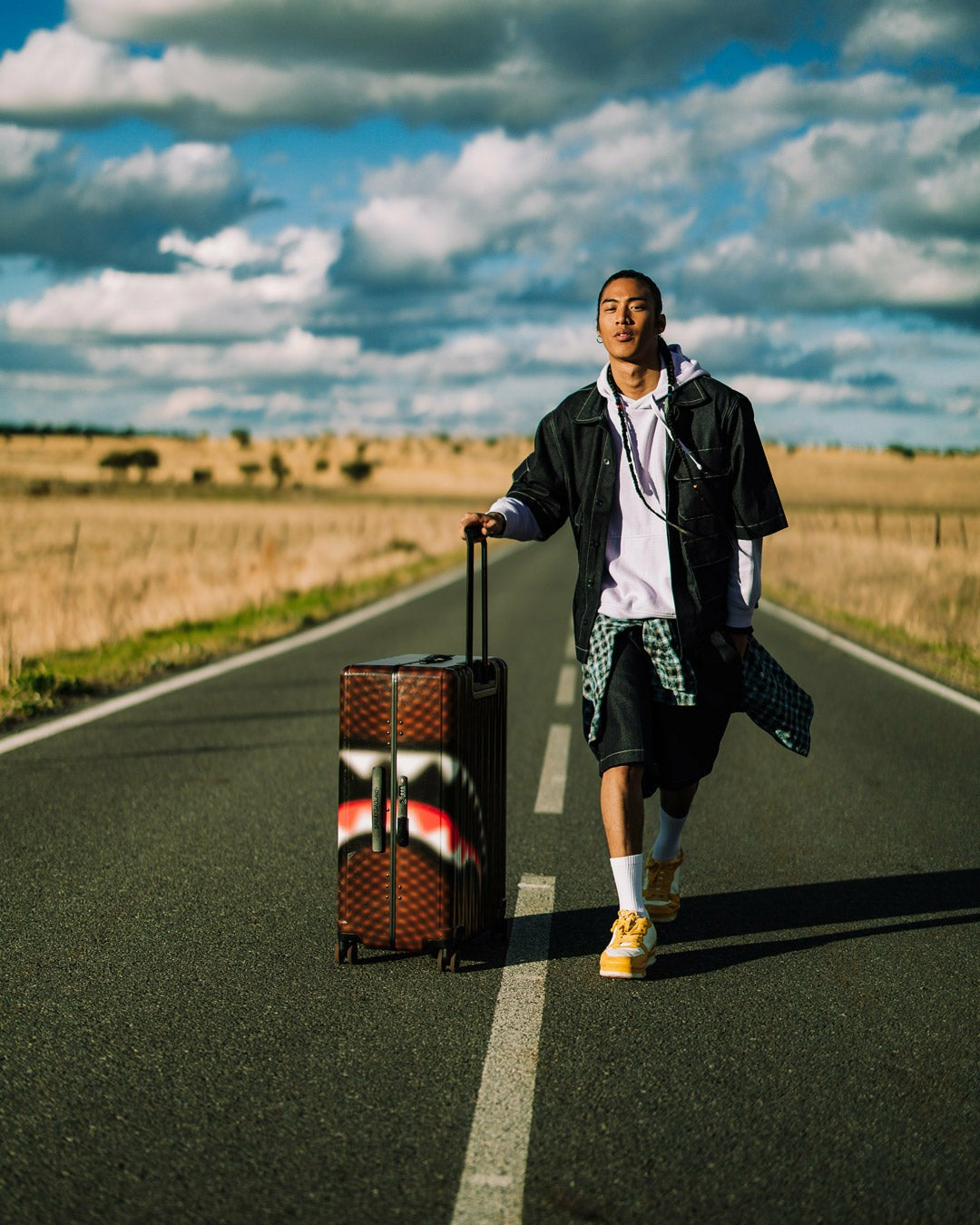 SHARKS IN PARIS BLUR EFFECT FULL SIZE LUGGAGE | Sprayground Value Deal