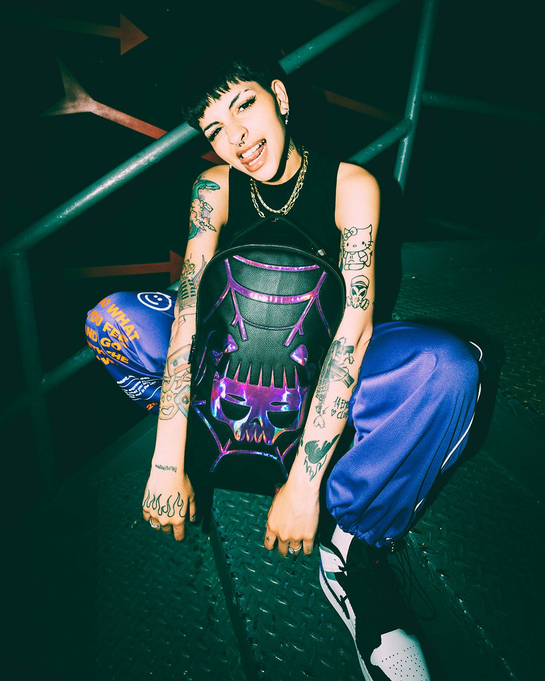 CAZZU IRIDESCENT CUT & SEW SPIDER SKULL SHARK BACKPACK (DLXV) | Sprayground Value Deal