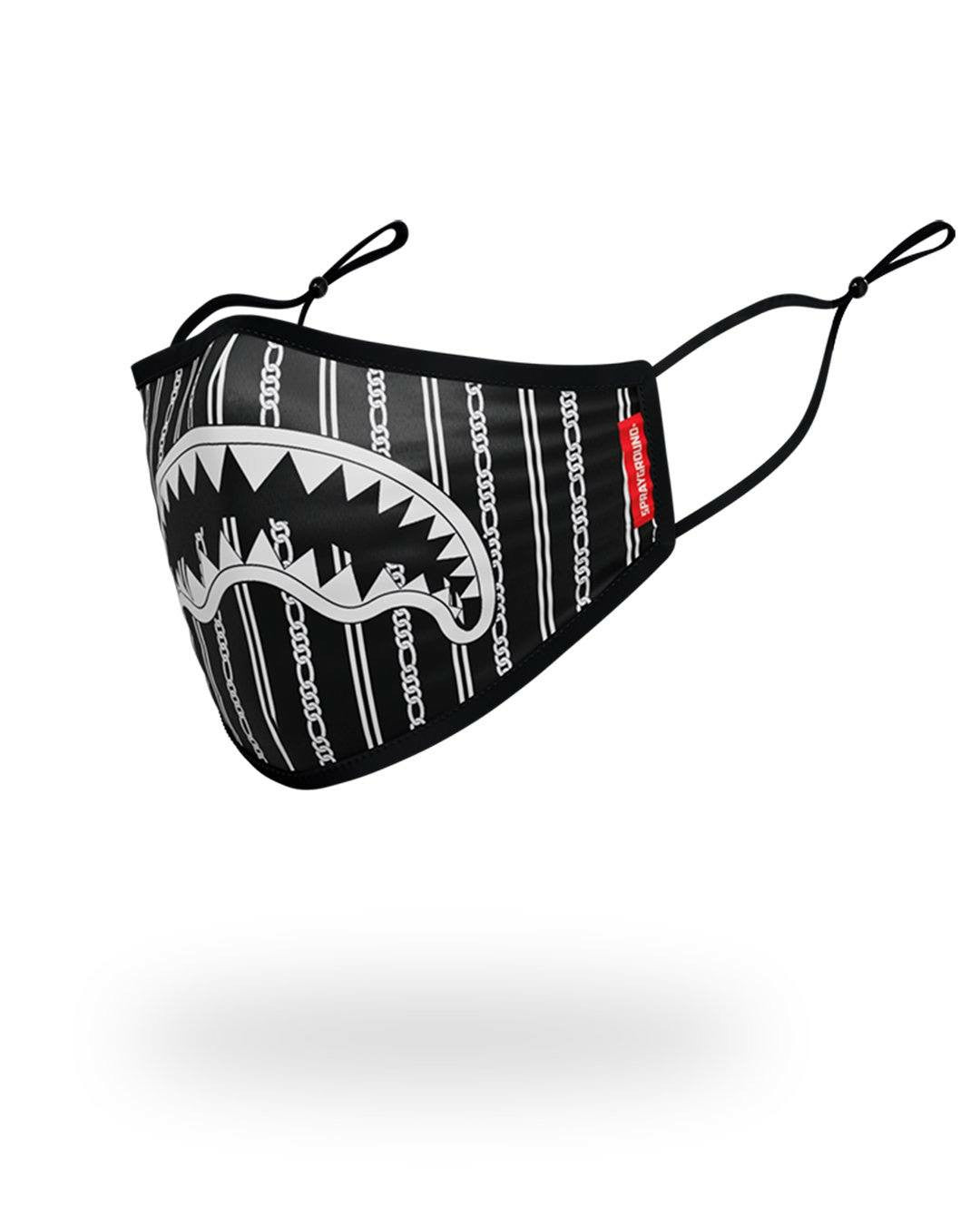 ADULT REVERSE SHARKS IN PARIS (BLACK) FORM FITTING FACE MASK | Sprayground Bargain
