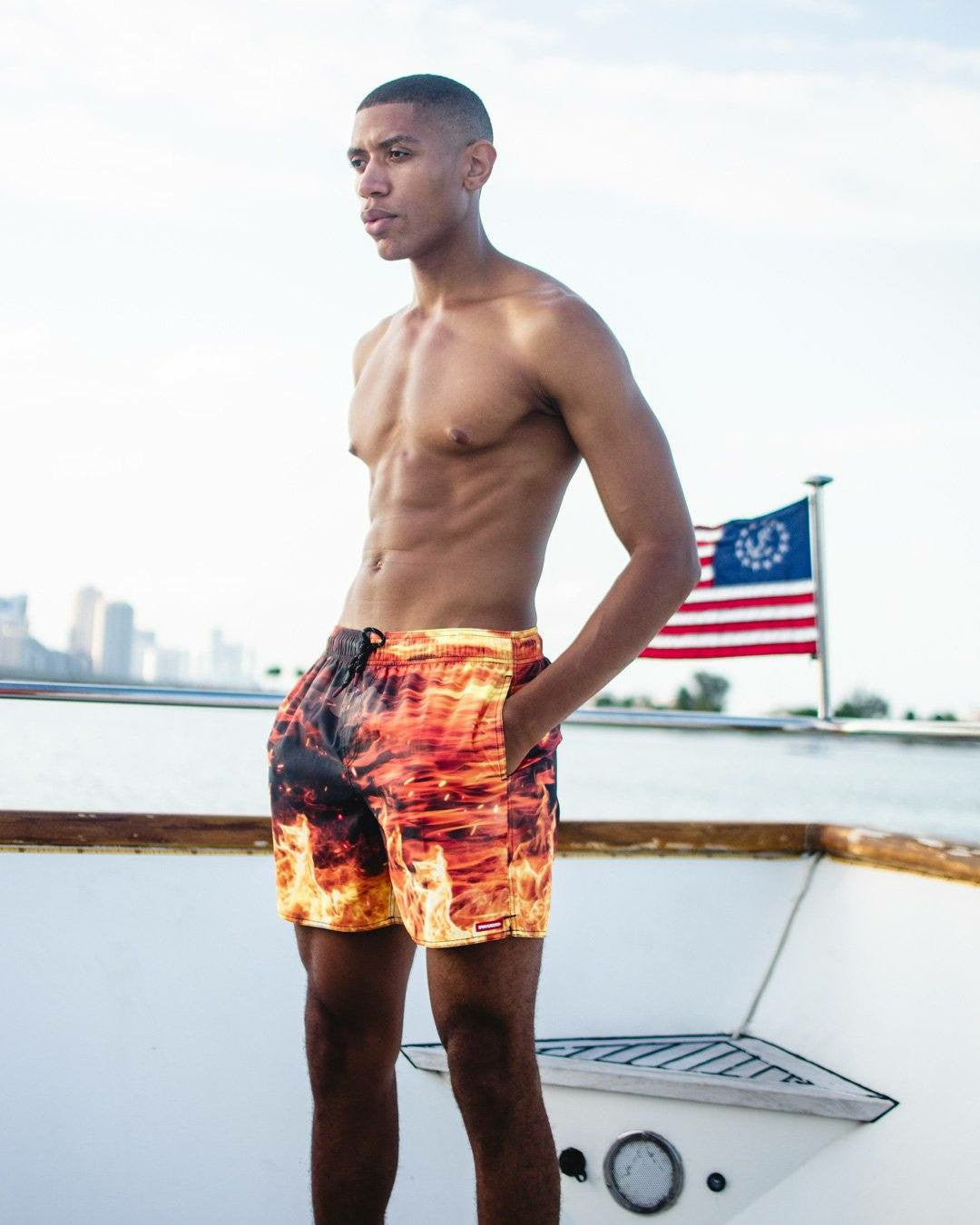 CAMO FIRE SHOTO SWIM TRUNKS | Sprayground Limited Offer