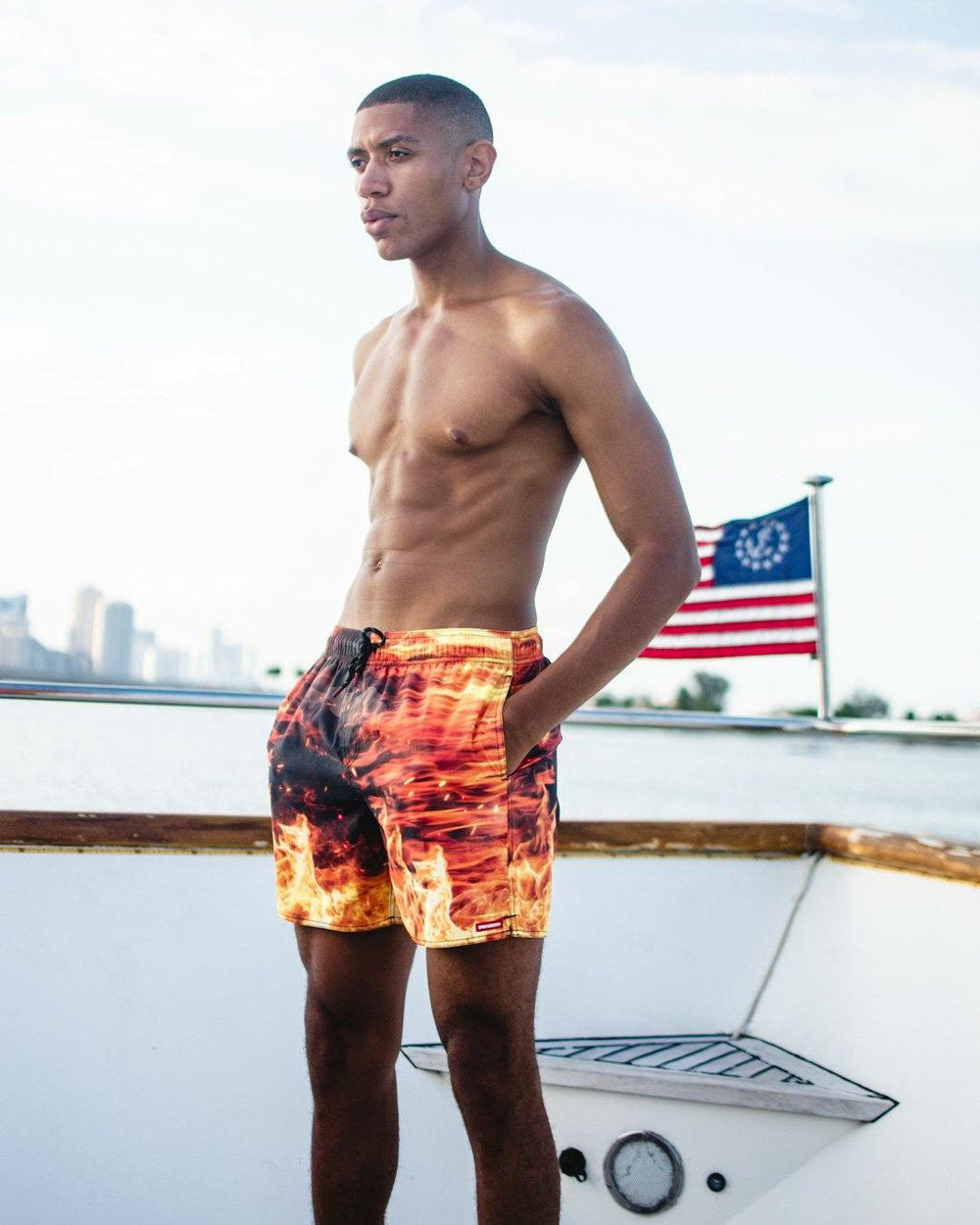 CAMO FIRE SHOTO SWIM TRUNKS | Sprayground Limited Offer