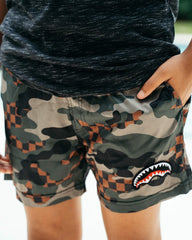 KIDS CAMO CHECKERED SWIM TRUNKS | Sprayground Exclusive Deal