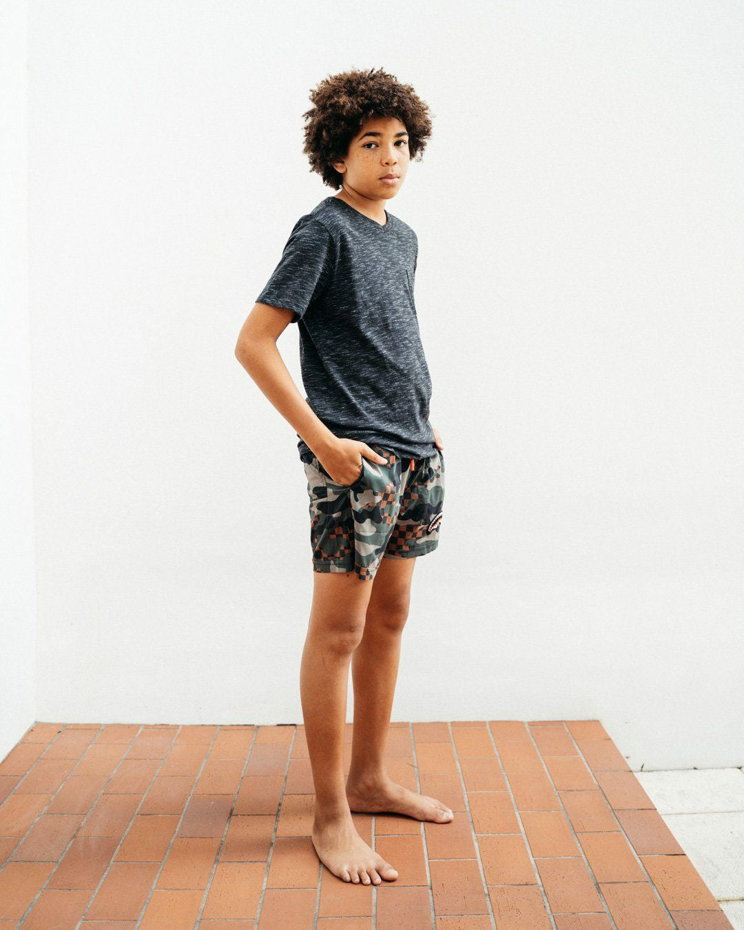KIDS CAMO CHECKERED SWIM TRUNKS | Sprayground Exclusive Deal