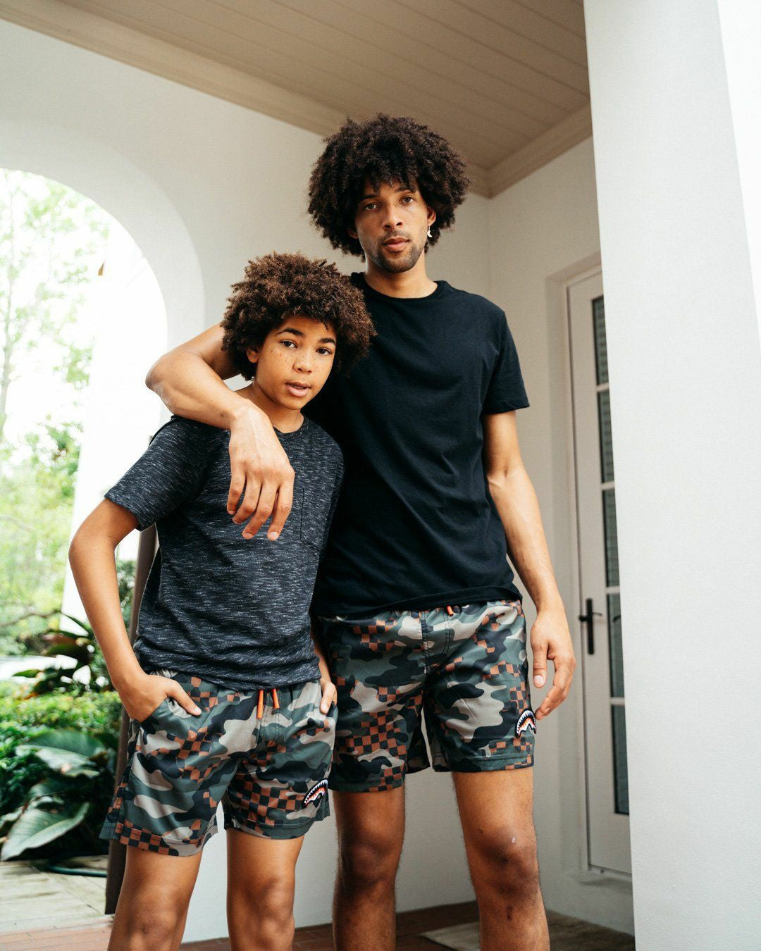 KIDS CAMO CHECKERED SWIM TRUNKS | Sprayground Exclusive Deal