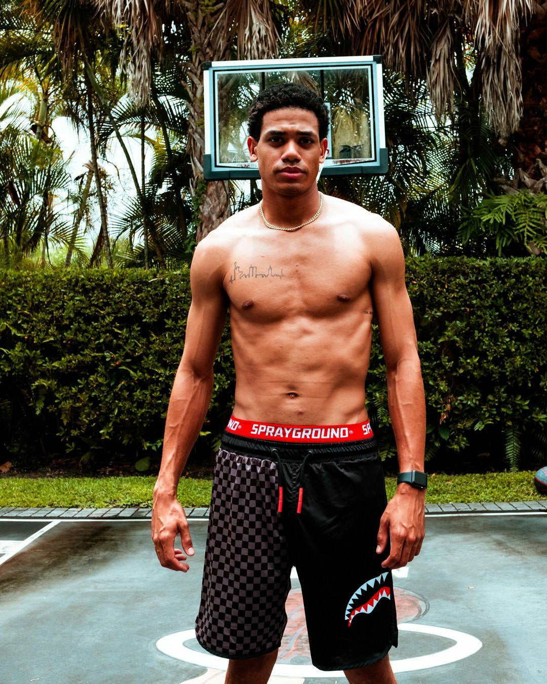 GREY CHECKERED SPLIT CORTO SWIM TRUNKS | Sprayground Special Offer